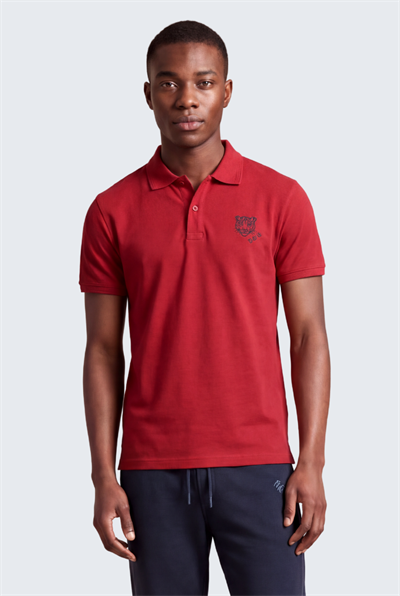 Kontür Jaguar Nakış Detaylı Slim Fit Erkek Polo Yaka Kırmızı T-Shirt