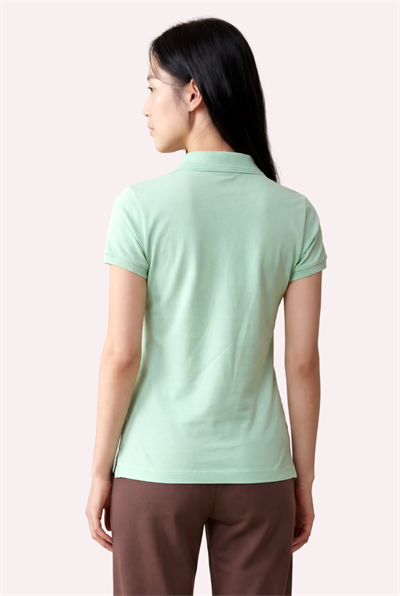 Kontür Jaguar Nakış Detaylı Slim Fit Kadın Açık Yeşil Polo Yaka T-Shirt