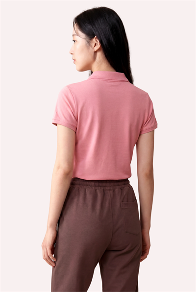 Kontür Jaguar Nakış Detaylı Slim Fit Kadın Gül Kurusu Polo Yaka T-Shirt