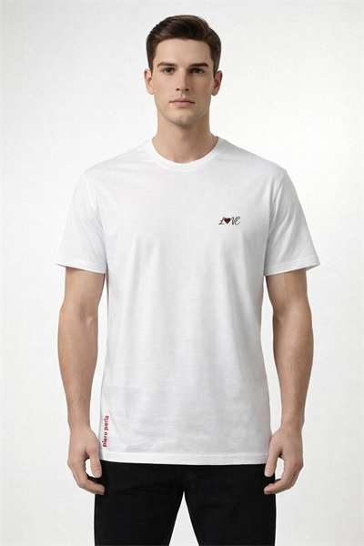 Love Detailed Slim Fit Mens & Womens Crew Neck T-Shirt Set