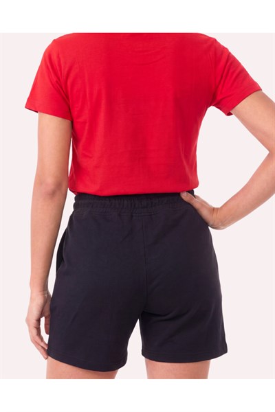 Metal Logo Detaylı Slim Fit Kadın Şort Bermuda