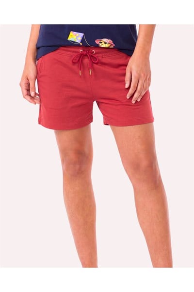 Metal Logo Detaylı Slim Fit Kadın Şort Bermuda