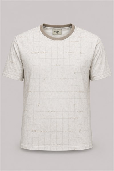 Milano Koordinat Baskı Detaylı,Bisiklet Yaka Slim Fit Erkek T-Shirt