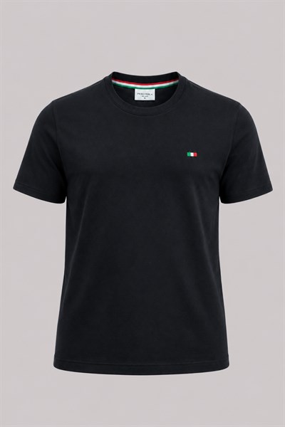Nakış Detaylı Regular Fit Erkek Bisiklet Yaka T-Shirt