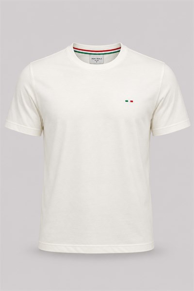 Nakış Detaylı Regular Fit Erkek Bisiklet Yaka T-Shirt