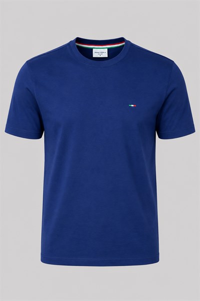 Nakış Detaylı Regular Fit Erkek Bisiklet Yaka T-Shirt