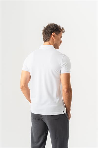 Mens White Polo Collar Slim Fit Short Sleeve T-Shirt