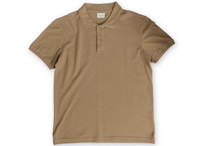 Mens Khaki T-Shirt with Slim Fit Polo Collar and Short Sleeves