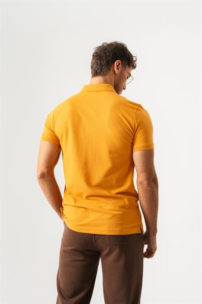 Mens Mustard T-Shirt with Slim Fit Polo Collar and Short Sleeves