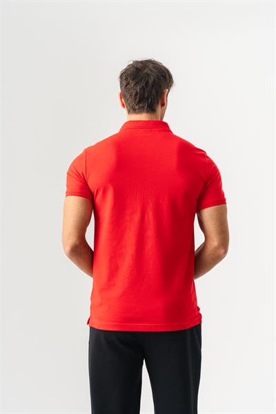 Mens Red Polo Collar Slim Fit Short Sleeve T-Shirt