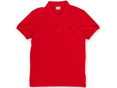 Mens Red Polo Collar Slim Fit Short Sleeve T-Shirt