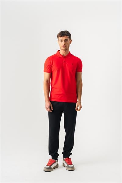 Polo Yaka Slim Fit Kısa Kollu Erkek Kırmızı T-Shirt