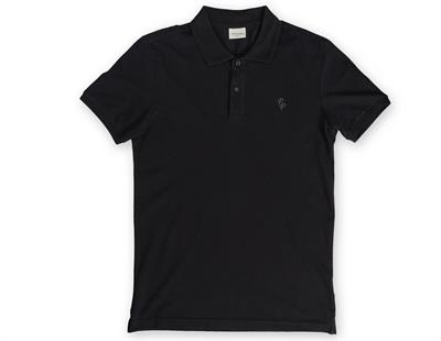 Mens Black Polo Collar Slim Fit Short Sleeve T-Shirt
