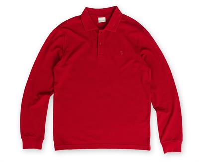 Mens Red Polo Collar Slim Fit Long Sleeve T-Shirt