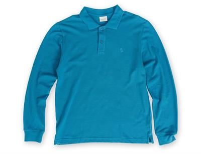 Mens Cobalt Polo Collar Slim Fit Long Sleeve T-Shirt