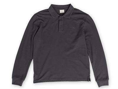 Mens Anthracite Polo Collar Slim Fit Long Sleeve T-Shirt