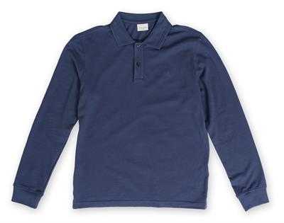 Mens Navy Polo Collar Slim Fit Long Sleeve T-Shirt