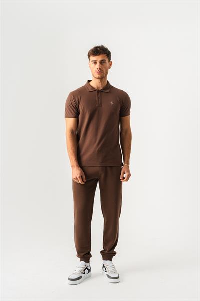 Mens Tan Polo Collar Slim Fit Short Sleeve T-Shirt