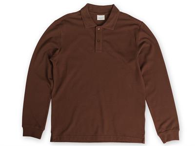 Mens Tan Polo Collar Slim Fit Long Sleeve T-Shirt