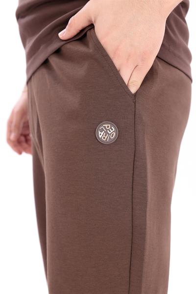 Premium Double-Face Interlock Slim Fit Tan Sweatpants