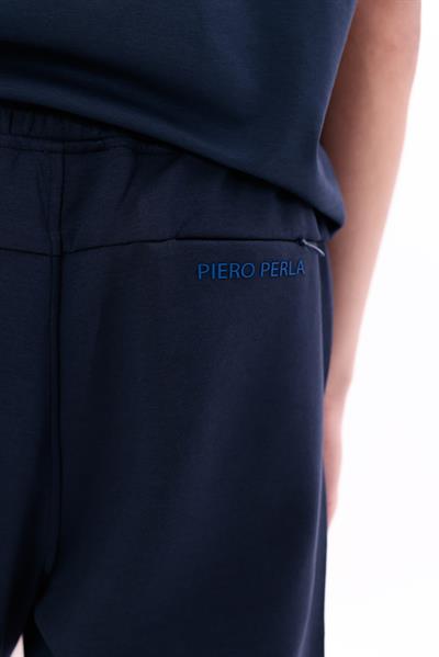 Premium Double-Face Interlock Slim Fit Navy Sweatpants