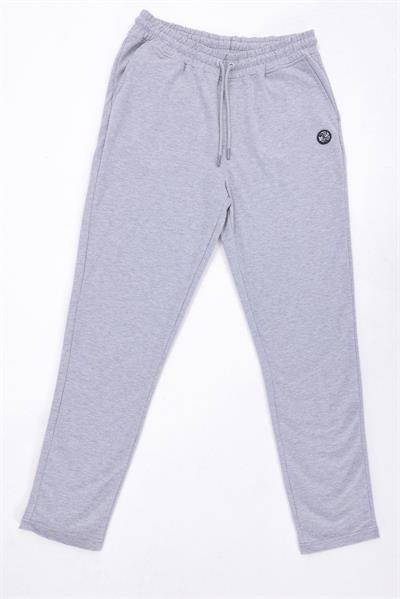 Regular Fit Mens Grey Melange Sweatpants with Special Print & Embroidery Details