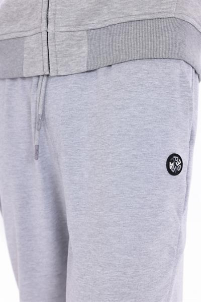 Regular Fit Mens Grey Melange Sweatpants with Special Print & Embroidery Details