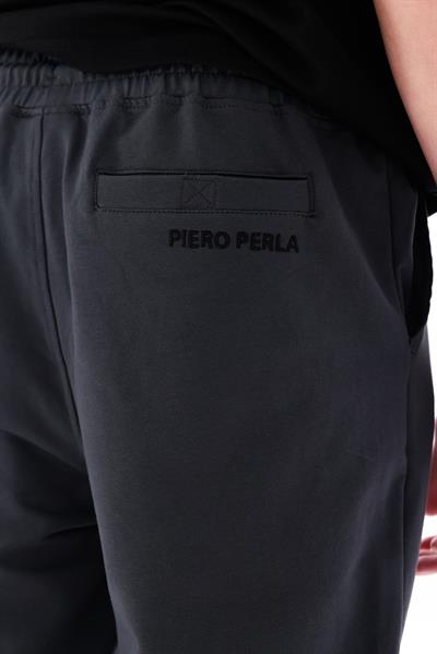 Regular Fit Mens Anthracite Sweatpants with Special Print & Embroidery Details