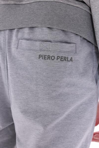 Regular Fit Mens Grey Melange Sweatpants with Special Print & Embroidery Details