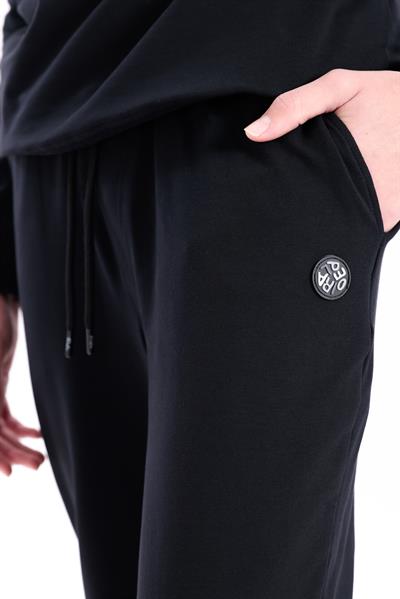 Regular Fit Mens Black Sweatpants with Special Print & Embroidery Details