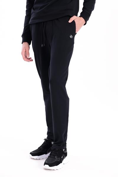 Regular Fit Mens Black Sweatpants with Special Print & Embroidery Details