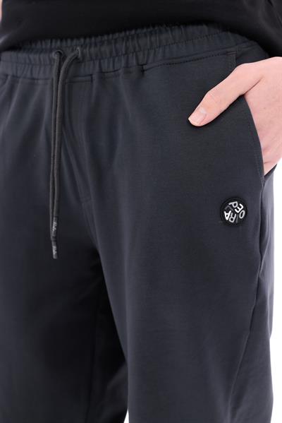 Regular Fit Mens Anthracite Sweatpants with Special Print & Embroidery Details