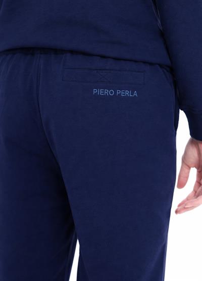 Regular Fit Mens Navy Sweatpants with Special Print & Embroidery Details