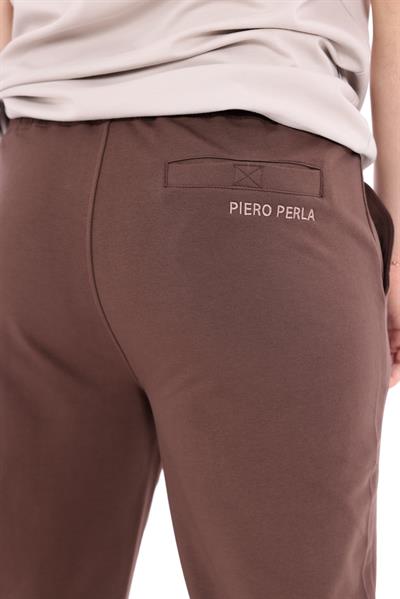 Regular Fit Mens Tan Sweatpants with Special Print & Embroidery Details