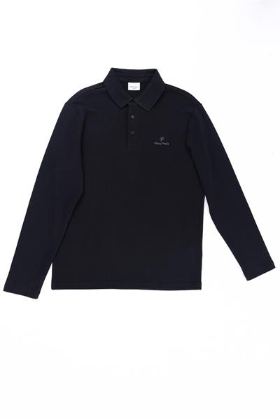 Regular Fit Jersey Interlock Jacquard Collar Long-Sleeve Polo Shirt for Men