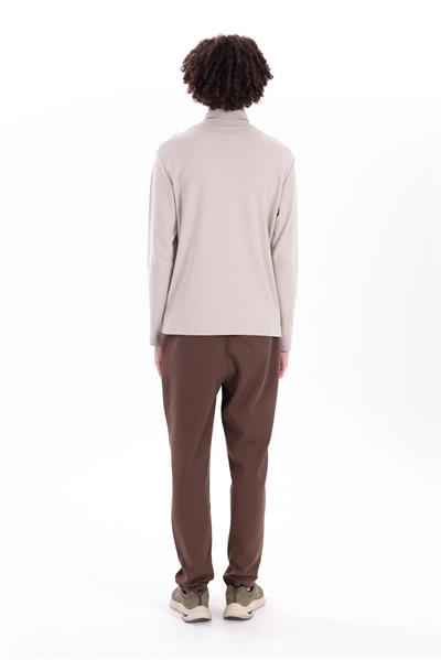 Regular fit jersey interlock jacquard long-sleeve polo shirt for men in stone