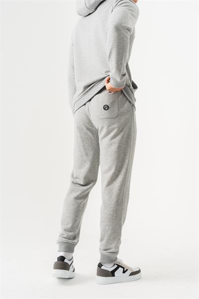 Slim Fit EVA Embroidered Detail Premium Mens Grey Melange Sweatpants