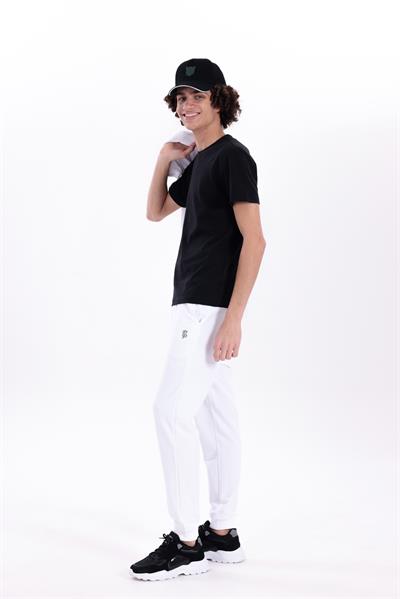 Slim Fit EVA Premium Mens White Sweatpants with Embroidery Detail