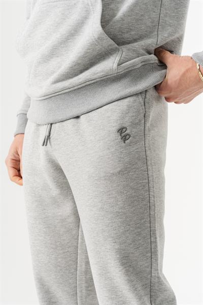 Slim Fit EVA Embroidered Detail Premium Mens Grey Melange Sweatpants