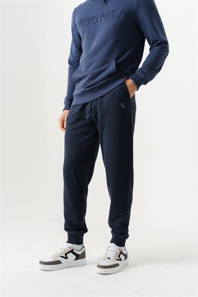 Slim Fit EVA Premium Mens Navy Sweatpants with Embroidered Details