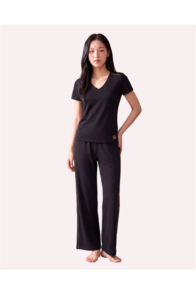 Zincir Şerit Detaylı Loose Fit Kadın Eşofman Altı