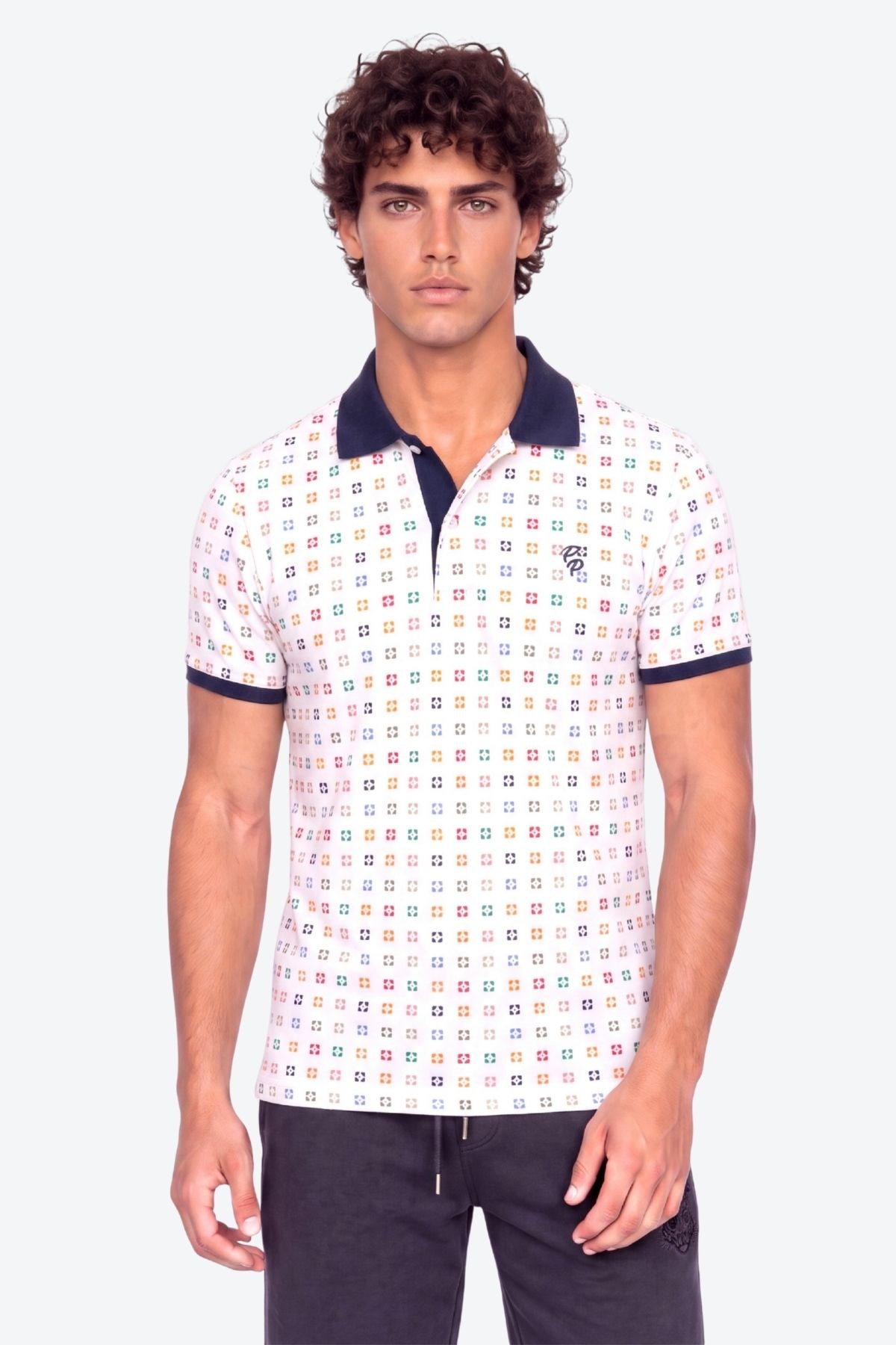 Erkek Metraj Baskı Detaylı Slim Fit Polo Yaka T-Shirt