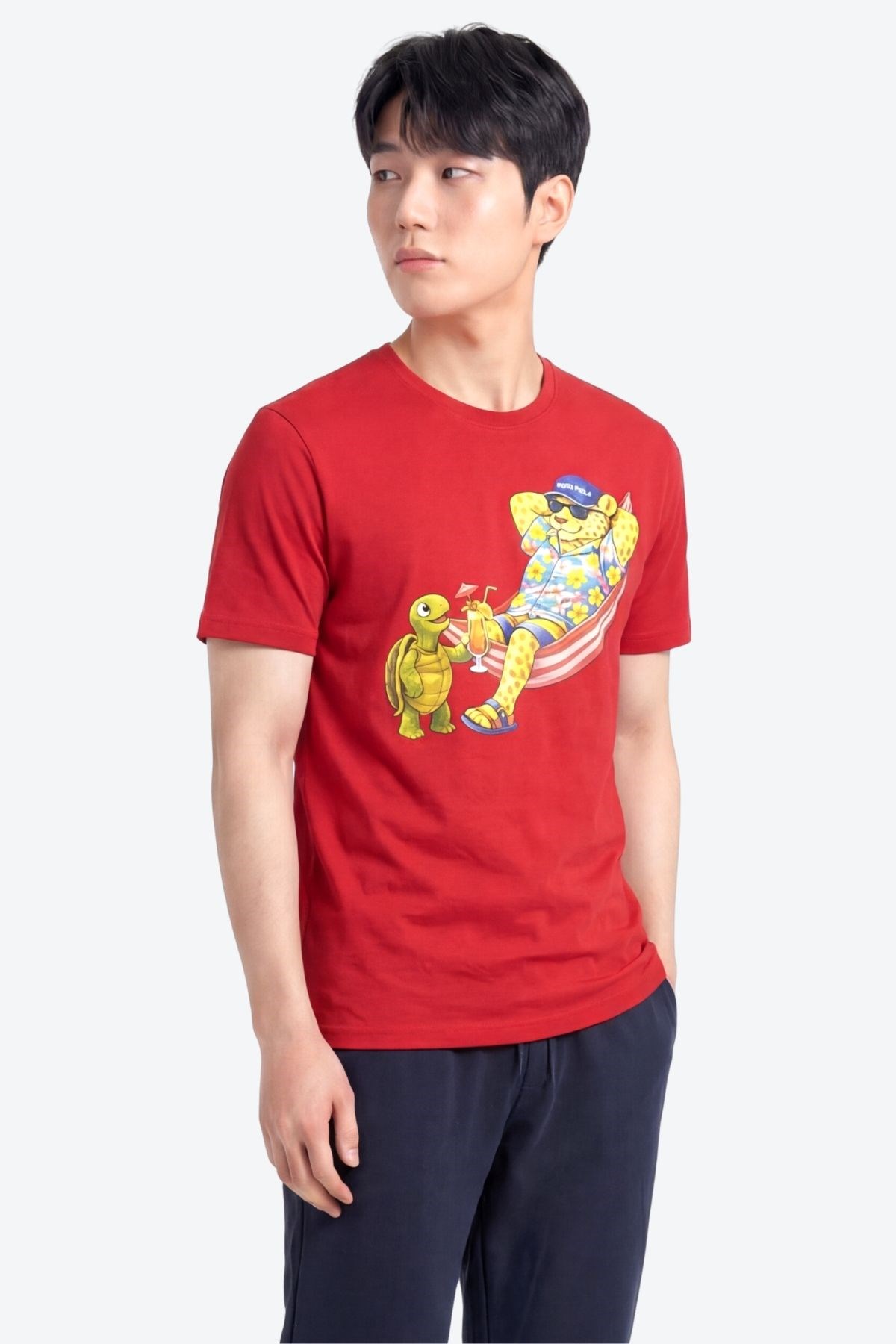 Jaguar Baskı Detaylı Bisiklet Yaka Regular Fit Erkek Kırmızı T-Shirt