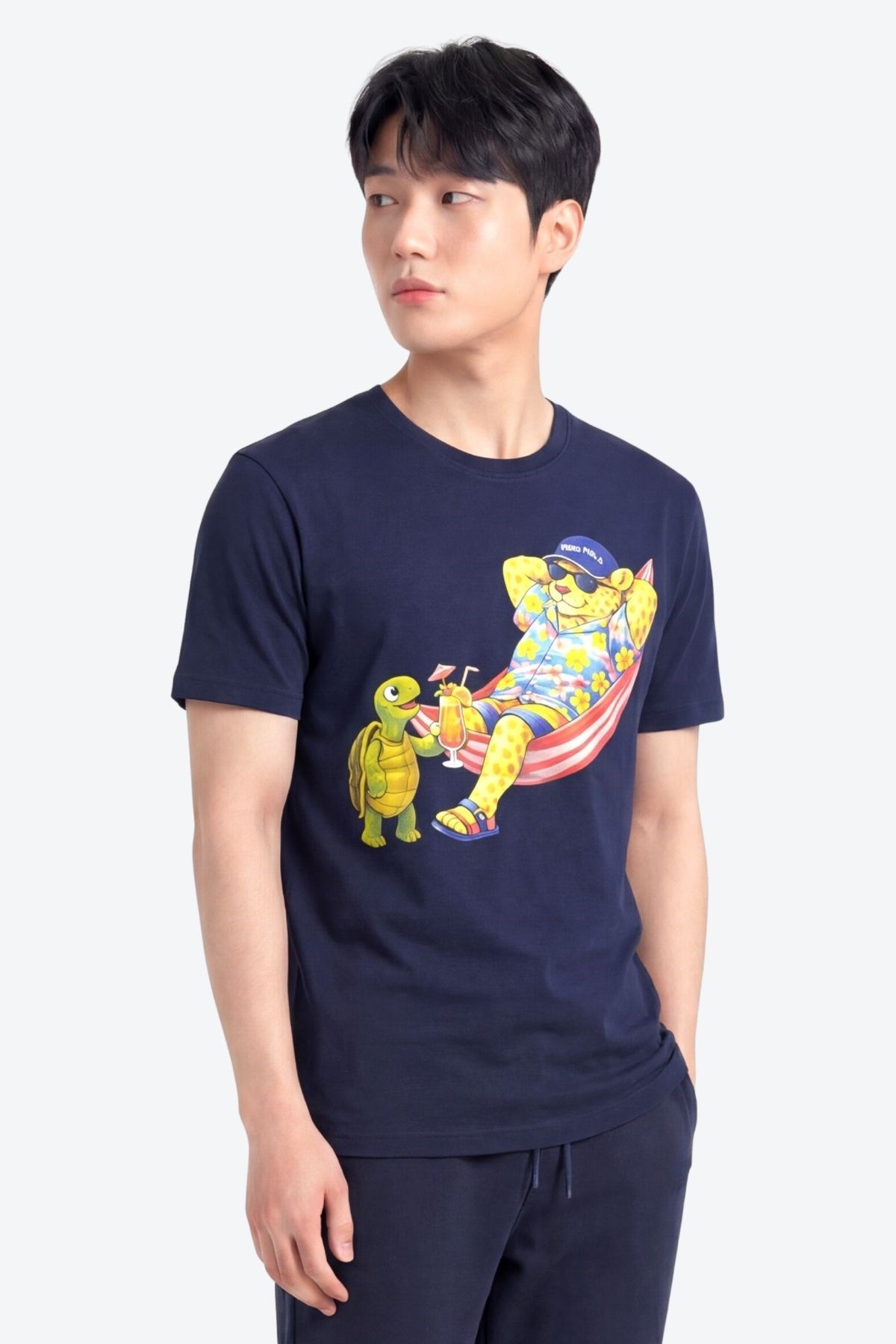 Jaguar Baskı Detaylı Bisiklet Yaka Regular Fit Erkek Lacivert T-Shirt