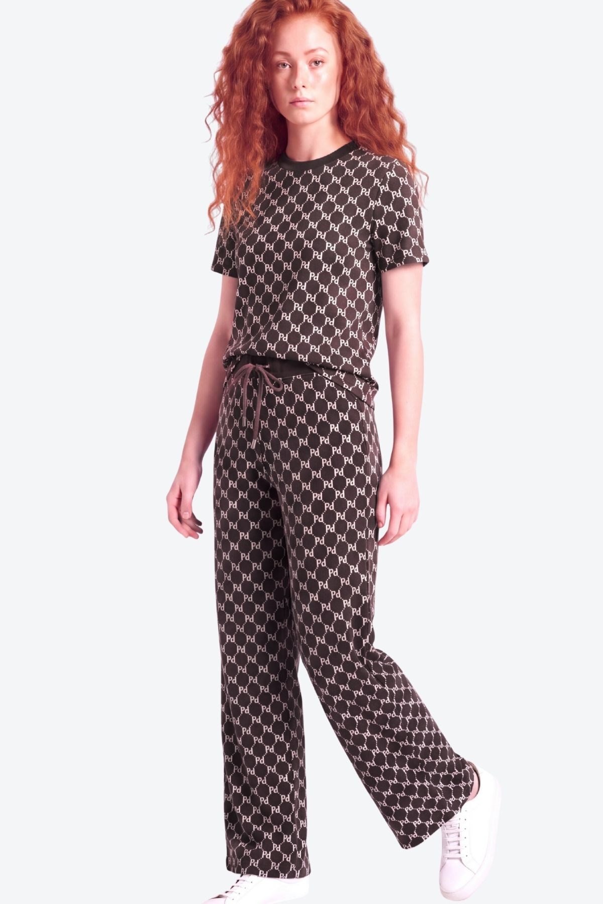 Kadın İmza Monogram Desen Detaylı Loose Fit Eşofman Altı