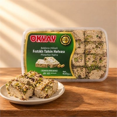 Baklava Dilimli Fıstıklı Tahin Helvası 450 g