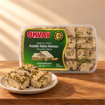 Baklava Dilimli Fıstıklı Tahin Helvası 450 g