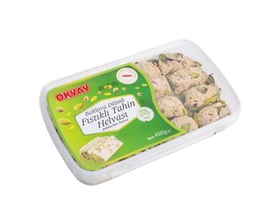 Plastik Baklava Dilimli Fıstıklı Helva 450 Gr