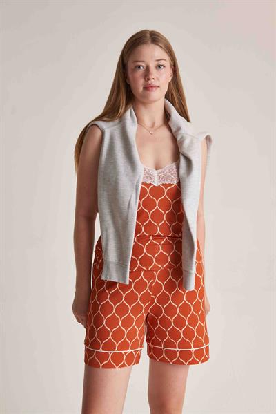 Rumman Terracotta Lace Top with Straps