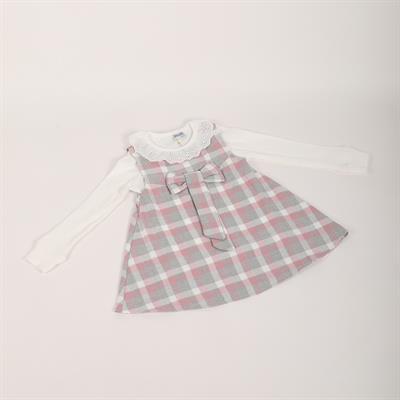 Mimbo Kids Kız Çocuk Scuba Ekoseli Elbise Body Takım